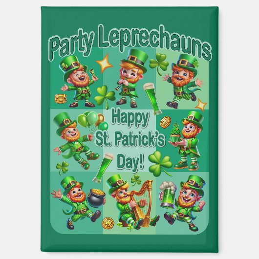 St. Patrick's Day Fun Schattig "Party Leprechauns" Magneet (Voorkant)