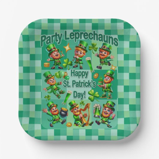 St. Patrick's Day Fun Schattig "Party Leprechauns" Papieren Bordje (Voorkant)