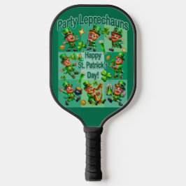 St. Patrick's Day Fun Schattig "Party Leprechauns" Pickleball Paddle