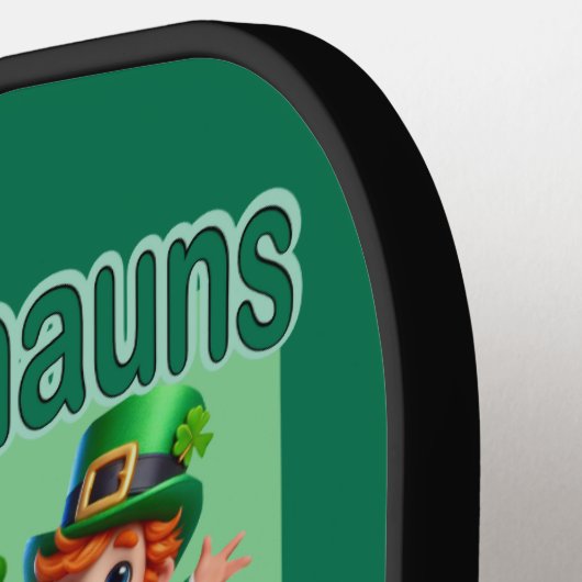 St. Patrick's Day Fun Schattig "Party Leprechauns" Pickleball Paddle (Links Detail)