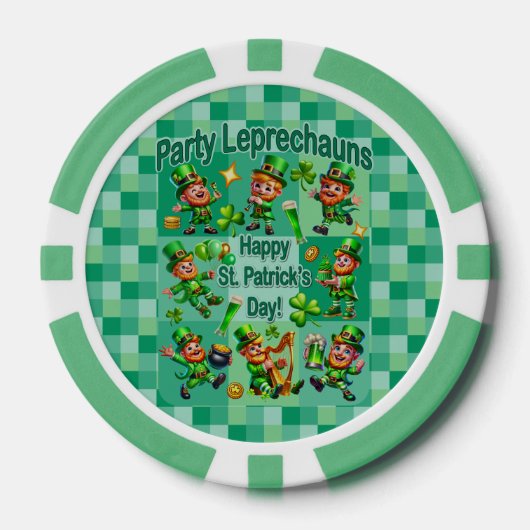 St. Patrick's Day Fun Schattig "Party Leprechauns" Poker Chips (Voorkant)