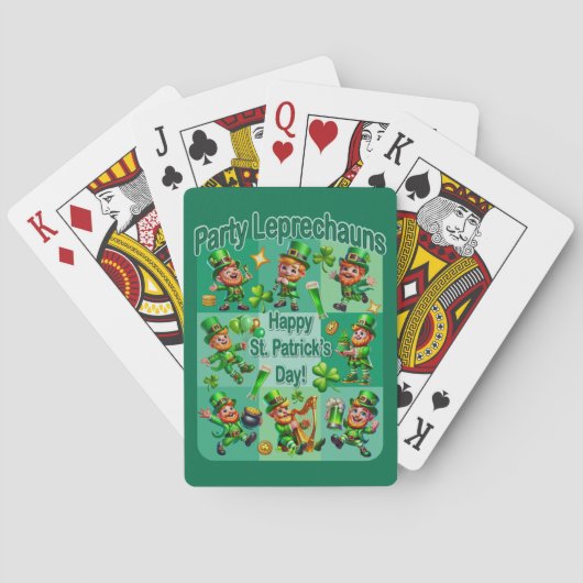 St. Patrick's Day Fun Schattig "Party Leprechauns" Pokerkaarten (Achterkant)