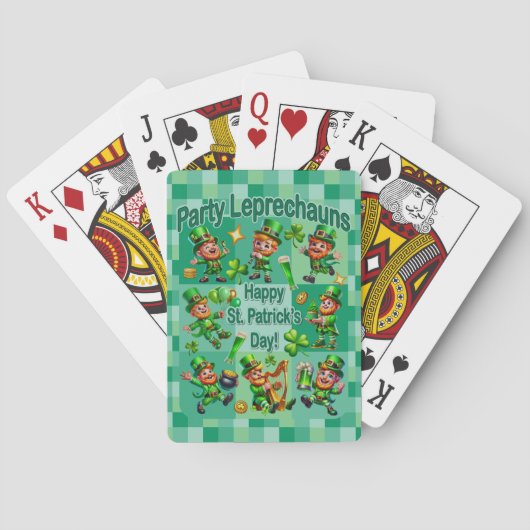 St. Patrick's Day Fun Schattig "Party Leprechauns" Pokerkaarten (Achterkant)
