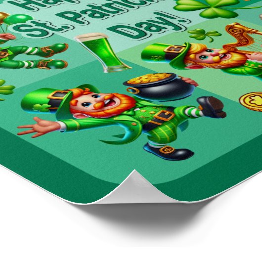 St. Patrick's Day Fun Schattig "Party Leprechauns" Poster (Hoek)