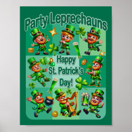 St. Patrick's Day Fun Schattig "Party Leprechauns" Poster