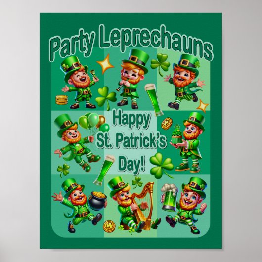 St. Patrick's Day Fun Schattig "Party Leprechauns" Poster (Voorkant)