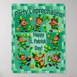 St. Patrick's Day Fun Schattig "Party Leprechauns" Poster