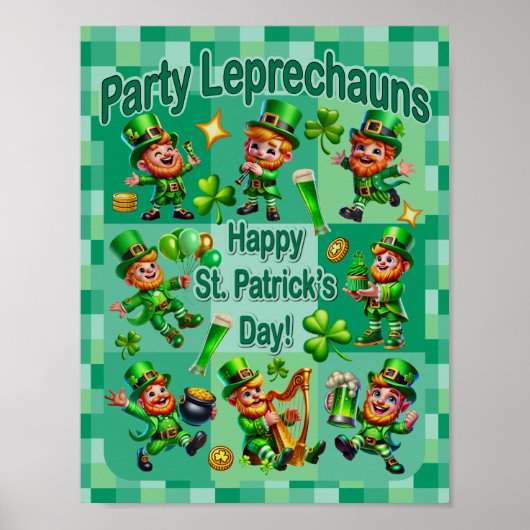 St. Patrick's Day Fun Schattig "Party Leprechauns" Poster (Voorkant)