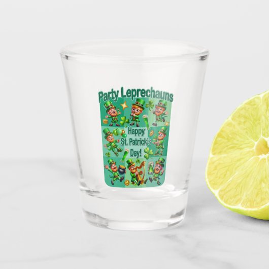 St. Patrick's Day Fun Schattig "Party Leprechauns" Shot Glas (Voorkant)