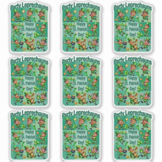 St. Patrick's Day Fun Schattig "Party Leprechauns" Sticker (Voorkant)