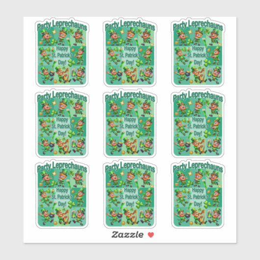 St. Patrick's Day Fun Schattig "Party Leprechauns" Sticker (Vel)