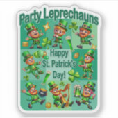 St. Patrick's Day Fun Schattig "Party Leprechauns" Sticker (Voorkant)