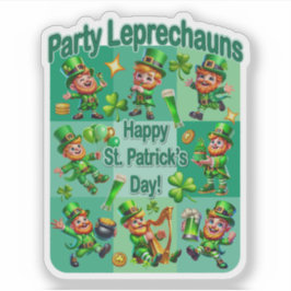 St. Patrick's Day Fun Schattig "Party Leprechauns" Sticker