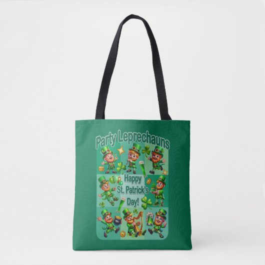 St. Patrick's Day Fun Schattig "Party Leprechauns" Tote Bag (Voorkant)