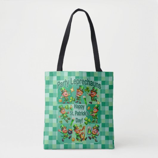 St. Patrick's Day Fun Schattig "Party Leprechauns" Tote Bag (Voorkant)