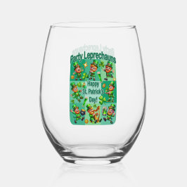 St. Patrick's Day Fun Schattig "Party Leprechauns" Wijnglas Zonder Voet