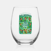 St. Patrick's Day Fun Schattig "Party Leprechauns" Wijnglas Zonder Voet (Achterkant)