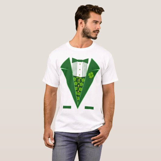St. Patrick's Day Funny Green Tuxedo Shirt (Voorkant volledig)