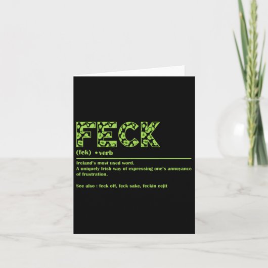 St Patricks Day Funny Irish Feck Definitie voor Wo Kaart (Voorkant)