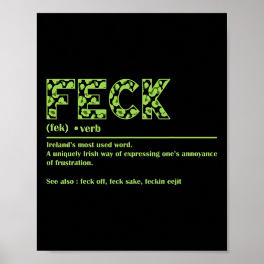 St Patricks Day Funny Irish Feck Definitie voor Wo Poster (Voorkant)