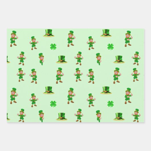 St. Patrick's Day Funny Leprechaun, Pet, Clover Inpakpapier Vel (Voorkant 3)