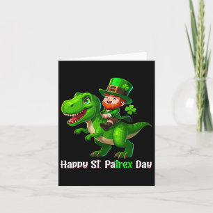 St Patricks Day Funny Leprechaun Rijden Dino T Rex Kaart