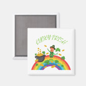 St. Patricks Day - Funny Lucky Irish Leprechaun Magneet (Voorkant / Achterkant)