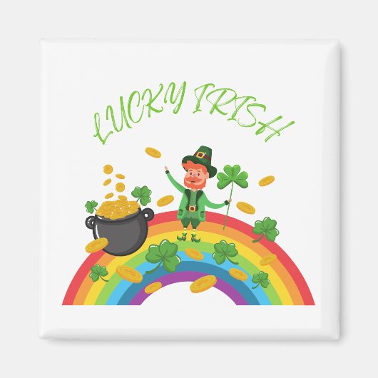 St. Patricks Day - Funny Lucky Irish Leprechaun Magneet (Voorkant)