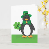 St. Patricks Day Funny Lucky Penguin Kaart (Gele Bloem)