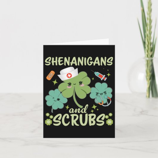 St Patricks Day Funny Shenanigans Scrub Saint Patt Kaart (Voorkant)