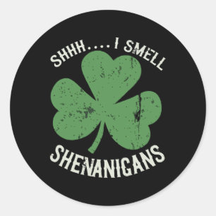 St Patricks Day Funny Shhh Ik ruik Shenanigans Pat Ronde Sticker