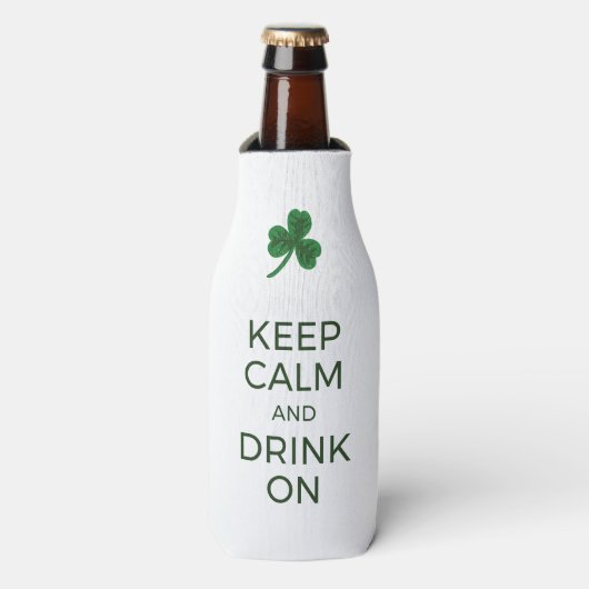 St. Patrick's Day Funny Text Koelbox, Blijf kalm Flesjeskoeler (Fles Voorkant)