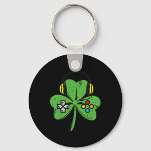 St Patricks Day Gamer Shamrock Videogame Controle Sleutelhanger