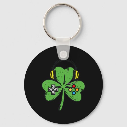 St Patricks Day Gamer Shamrock Videogame Controle Sleutelhanger (Voorkant)