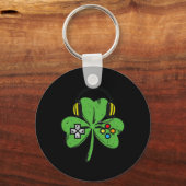 St Patricks Day Gamer Shamrock Videogame Controle Sleutelhanger (Voorkant)