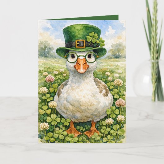 St. Patrick's Day Gans Met Bril Kaart (Voorkant)