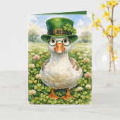 St. Patrick's Day Gans Met Bril Kaart (Gele Bloem)