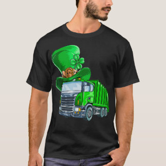 St Patricks Day Garbage Truck  Shamrock Men Kids T-shirt