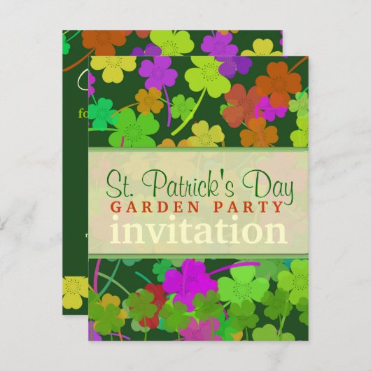 St. Patrick's Day Garden Party (v.2) Uitnodigingen (Voorkant / Achterkant)