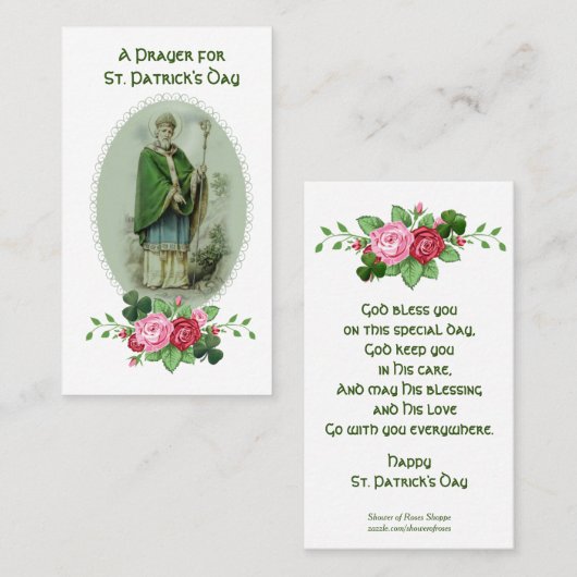 St Patrick's Day Gebed Zegen Religieuze Heilige Visitekaartje (Voorkant / Achterkant)