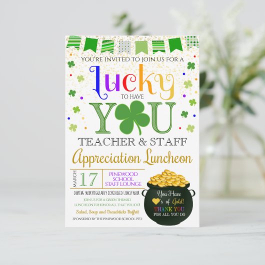 St. Patricks Day Gedekte waardering leraar Kaart (Staand voorkant)