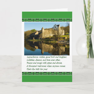 St. Patrick's Day gedicht met kasteel en Shamrocks Kaart