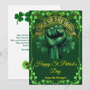 St. Patrick's Day Geluk van de Ieren Vuist Klaver Feestdagenkaart