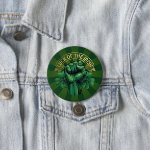 St. Patrick's Day Geluk van de Ieren Vuist Klaver Ronde Button 7,6 Cm