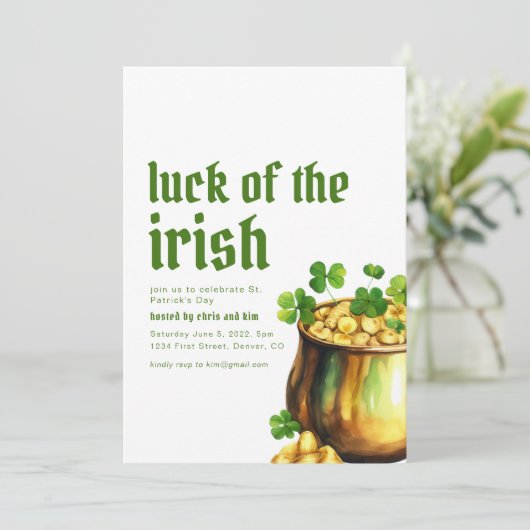 St. Patrick's Day Geluk van de Ierse Feest Uitnodi Kaart (Staand voorkant)