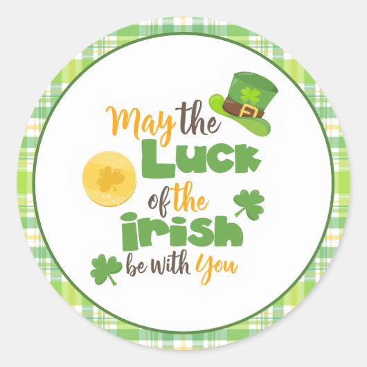 St Patrick's Day Geluk van de Ierse Plaid Ronde Sticker (Voorkant)