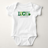 St. Patricks Day Geluks Groene Letters Op Maat Romper (Voorkant)