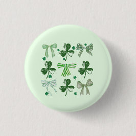 St. Patrick's Day Geluks Klaver en Strik Ronde Button 3,2 Cm