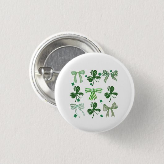 St. Patrick's Day Geluks Klaver en Strik Ronde Button 3,2 Cm (Voorkant /achterkant)