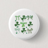 St. Patrick's Day Geluks Klaver en Strik Ronde Button 3,2 Cm (Voorkant)